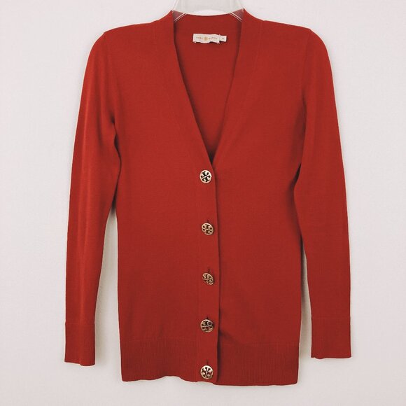 Tory Burch Sweaters - Tory Burch Simone Logo Button-Front Cotton Cardigan Sweater Size XS Preppy